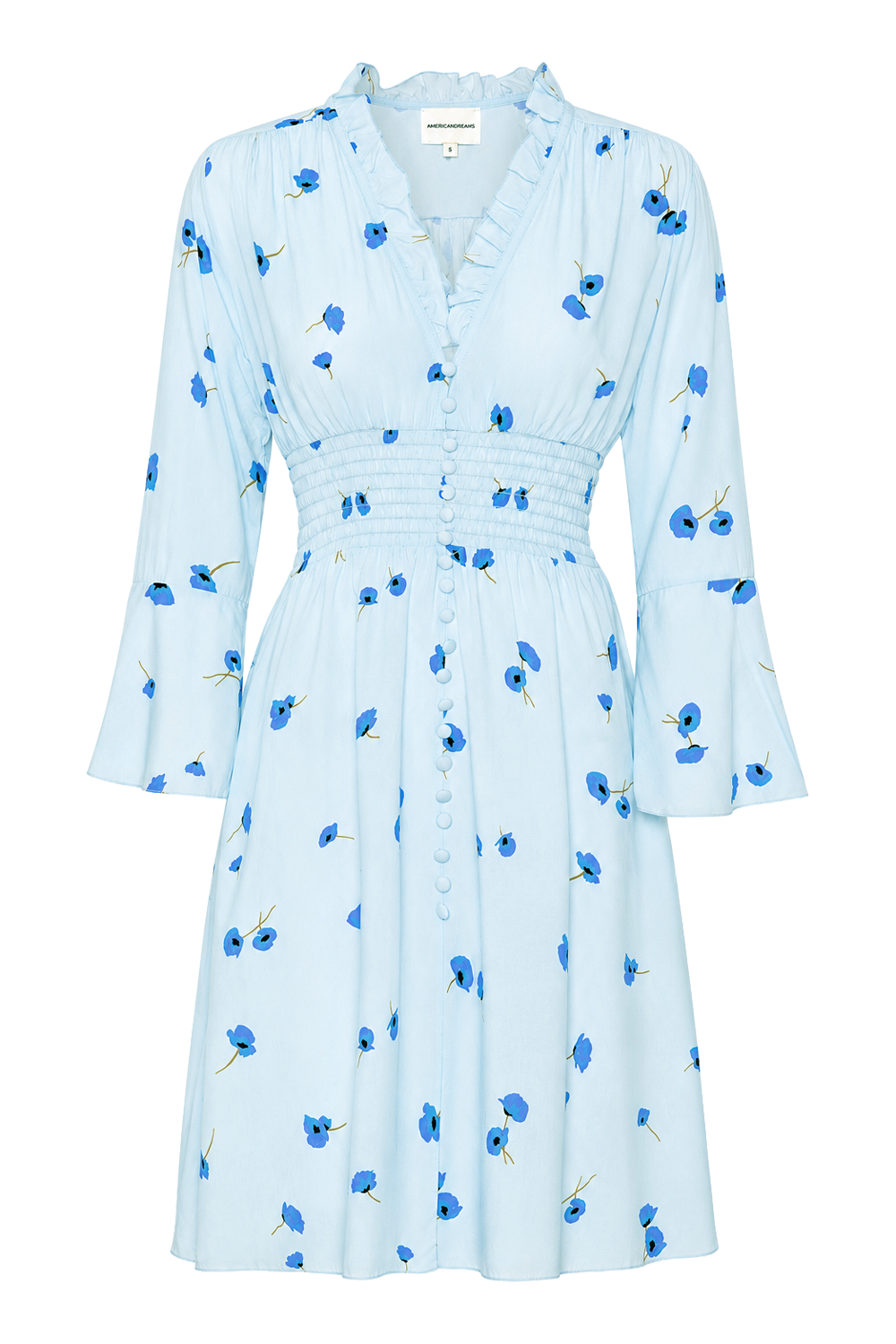 Sally Short Dress Light Blue Flower