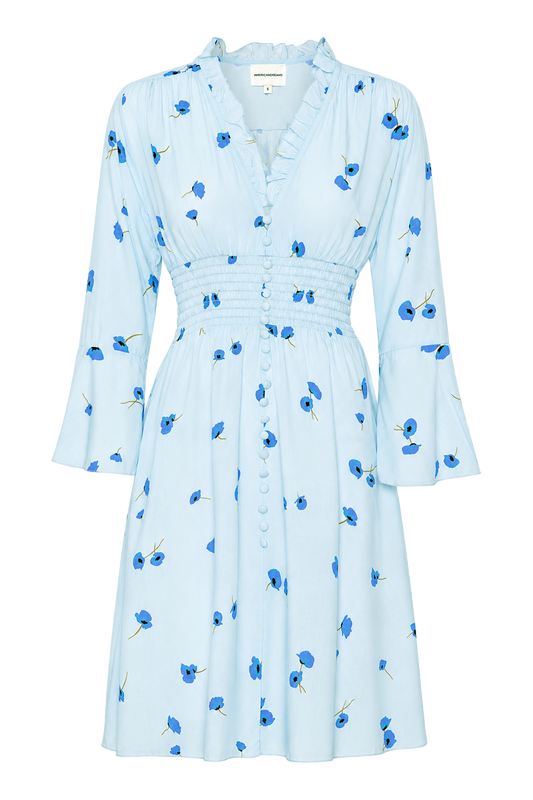 Sally Short Dress Light Blue Flower