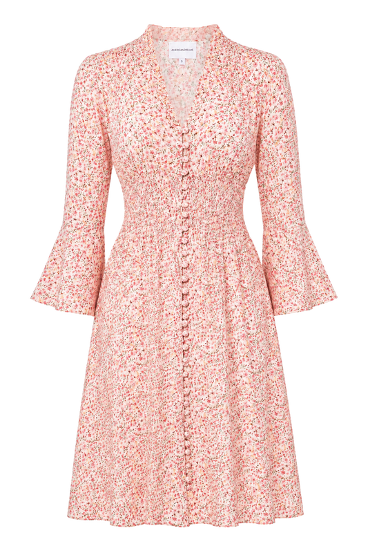 Sally Short Dress Light Pink Flower