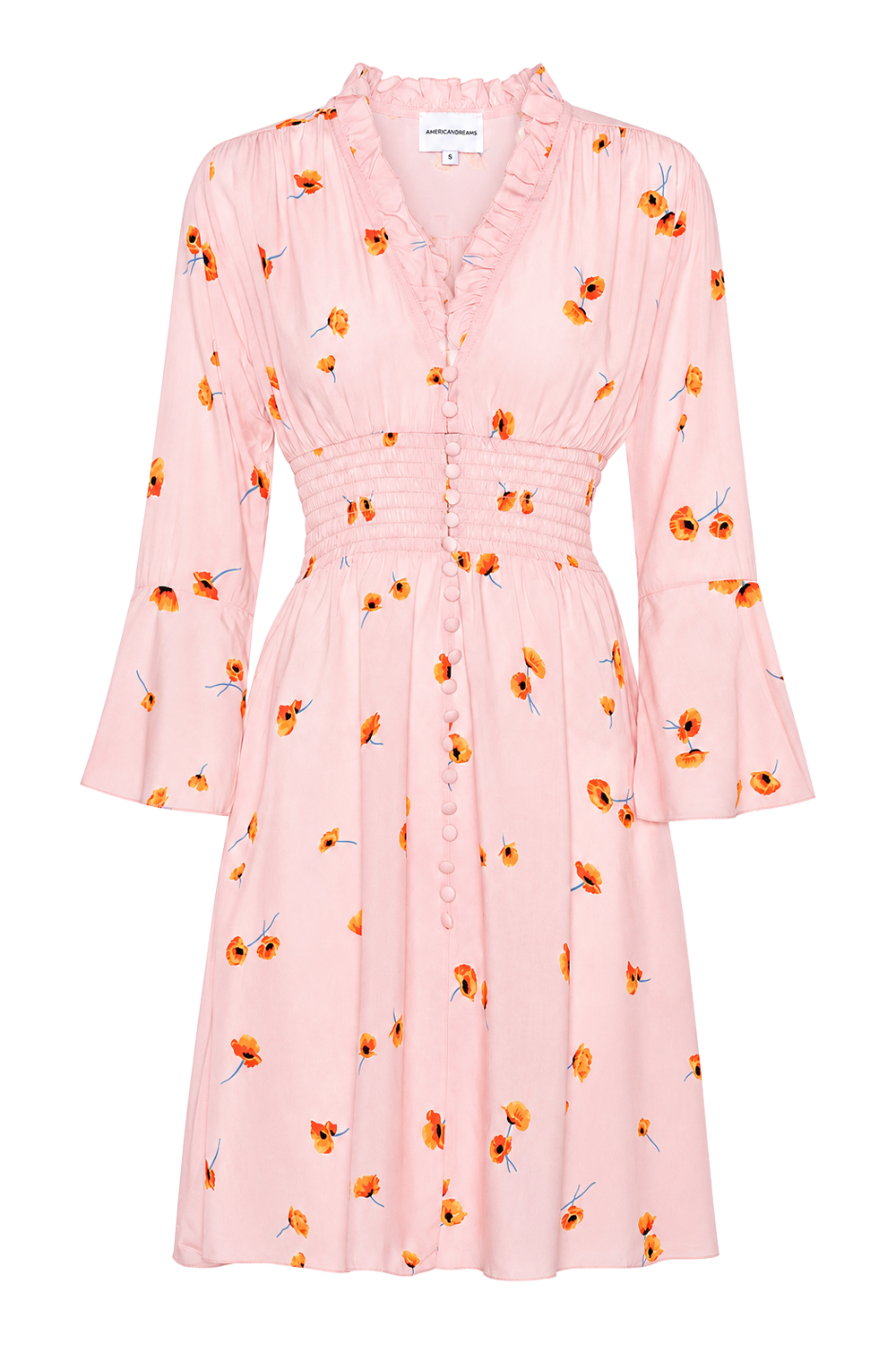 Sally Short Dress Light Pink Red Flower