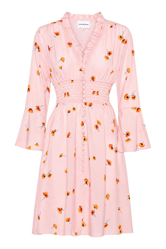 Sally Short Dress Light Pink Red Flower