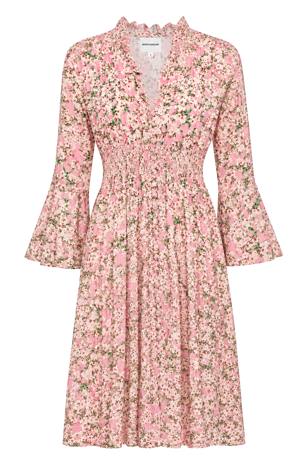 Sally Short Dress Light Pink White Flowers