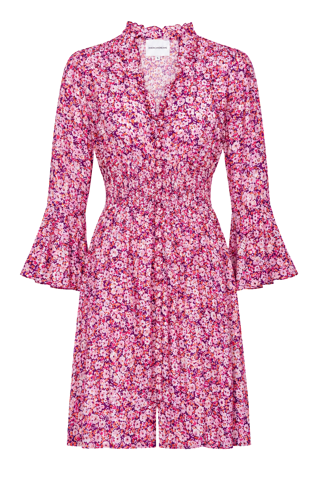 Sally Short Dress Lilac Bordeaux Big Flower