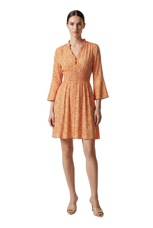 Sally Short Dress Orange Flower