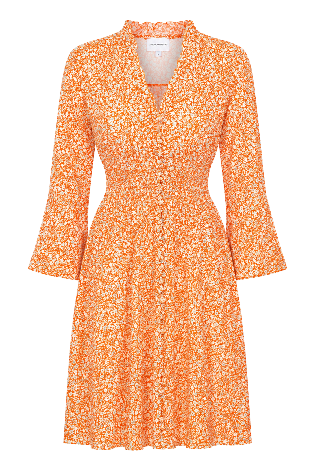 Sally Short Dress Orange Flower