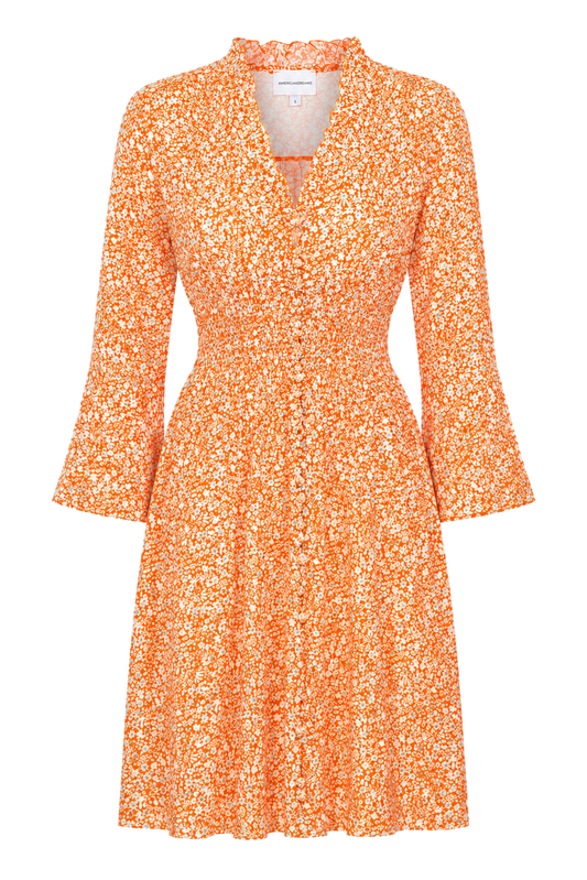 Sally Short Dress Orange Flower