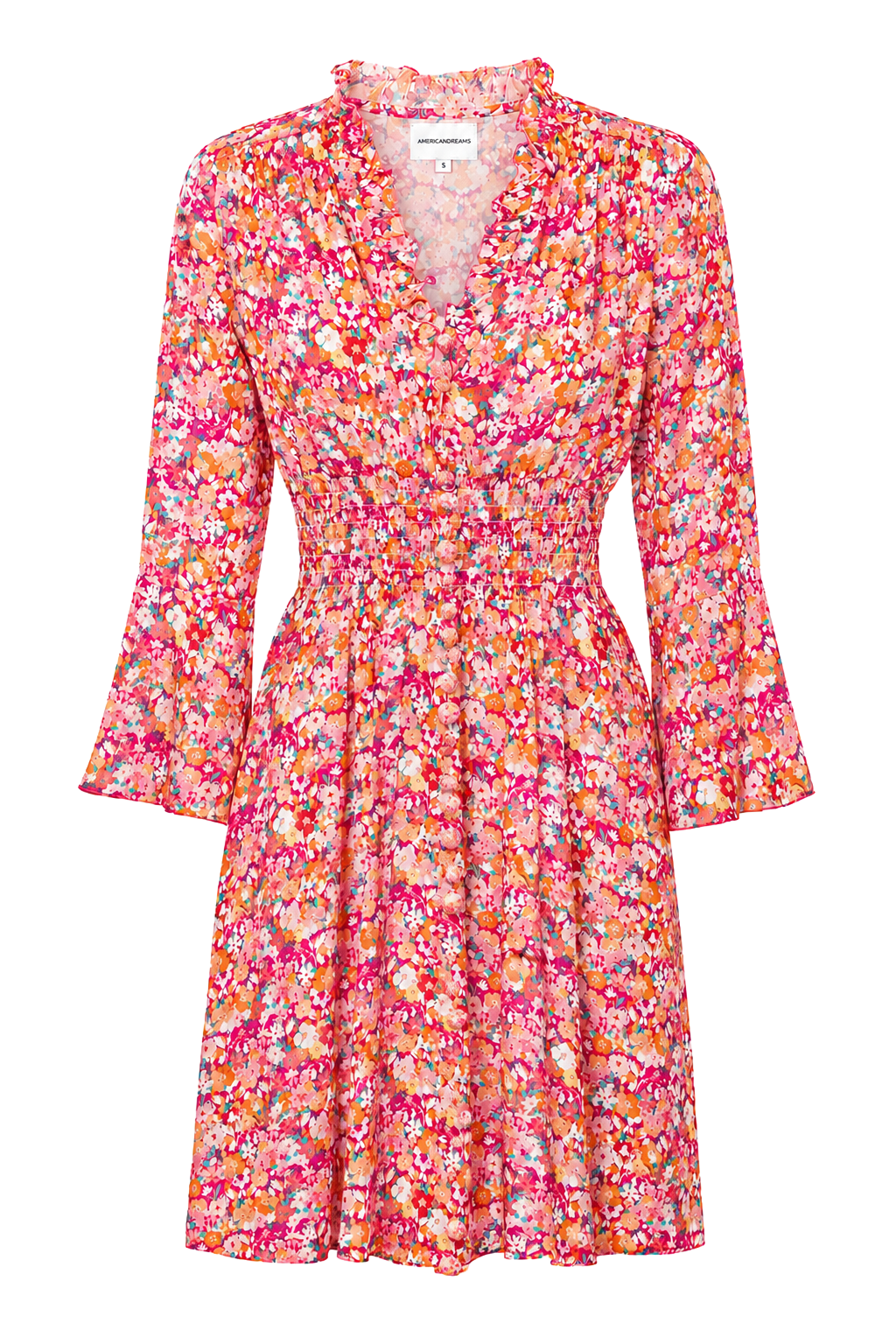 Sally Short Dress Red Flower