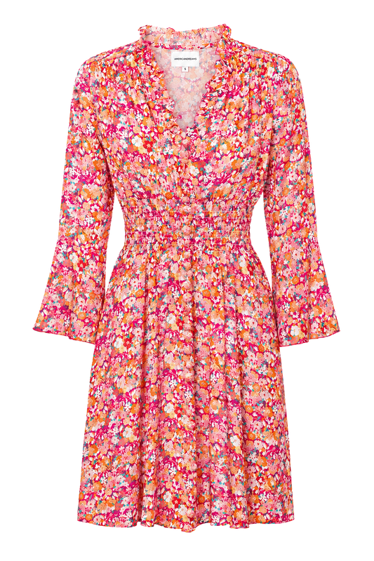 Sally Short Dress Red Flower