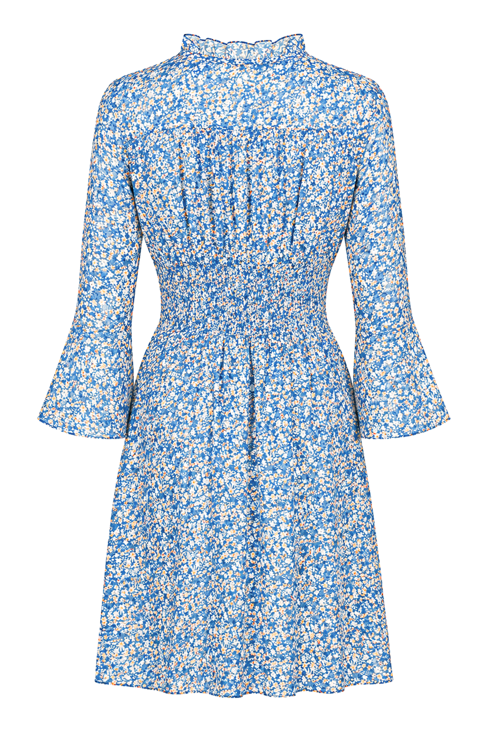 Sally Short Dress Teal Blue Flower