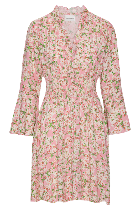 Sally Short Dress Light Pink White Flowers