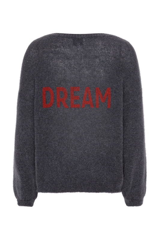 Silja Back Letters Anthracite Grey W/ Coral Red Letters (DREAM)