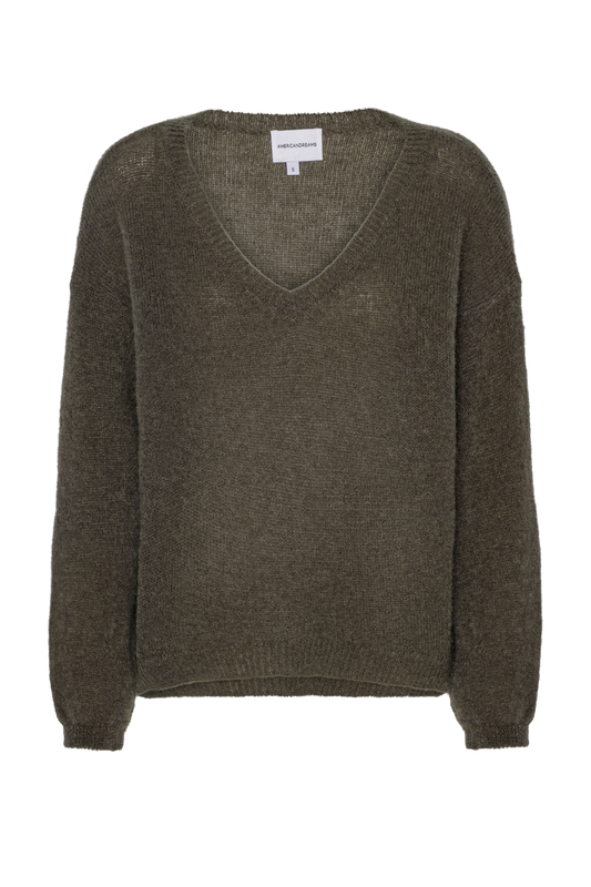 Silja V Neck Knit Dark Taupe