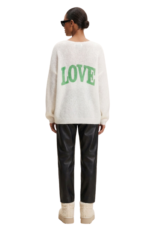 Silja Back Letters White W/ Green Letters (LOVE)