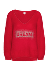 Silja V Neck Crystal Pullover Lipstick Red