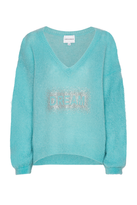 Silja V Neck Crystal Pullover Seafoam Green