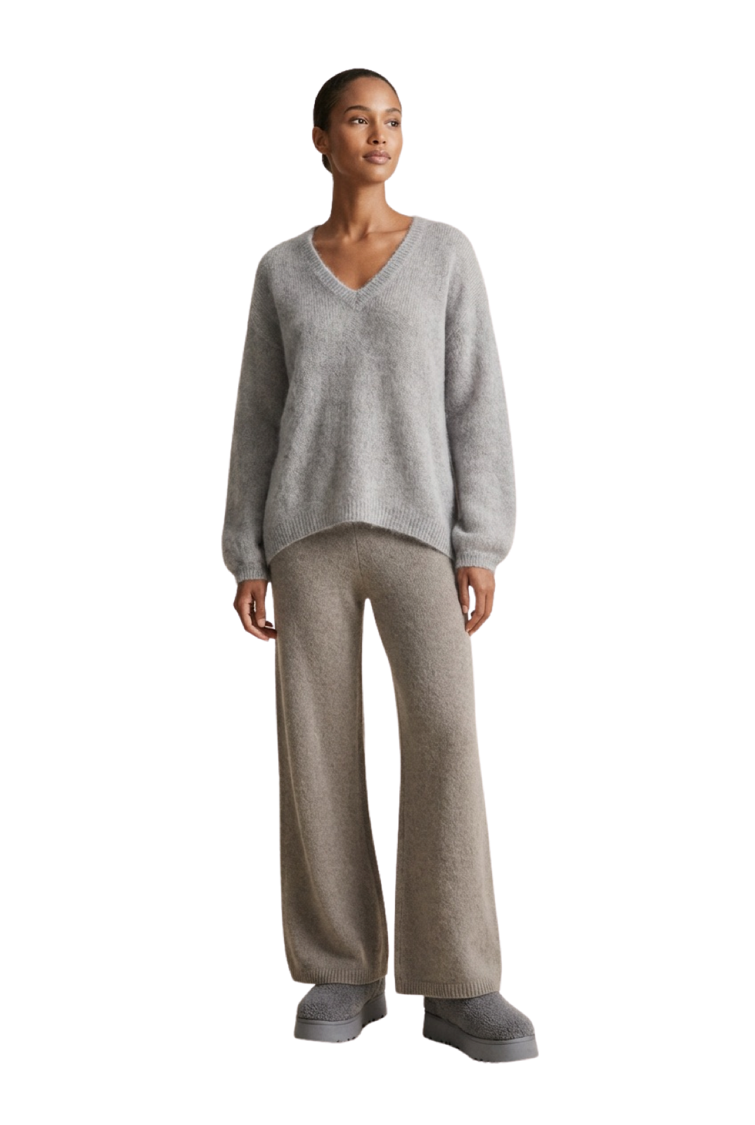Silja V Neck Knit Light Grey
