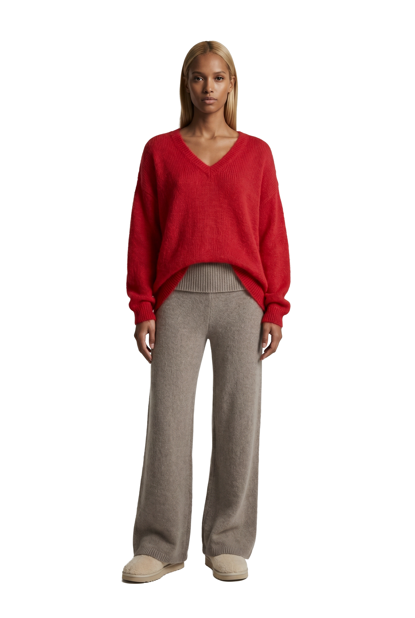 Silja V Neck Knit Lipstick Red