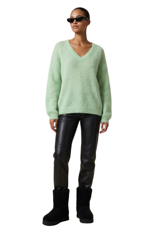 Silja V Neck Knit Mint Green