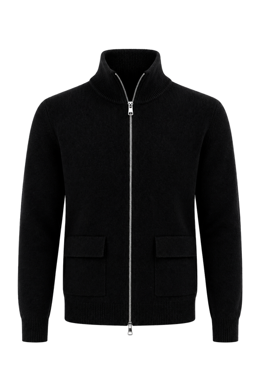 Son High Neck Cashmere Cardigan Black