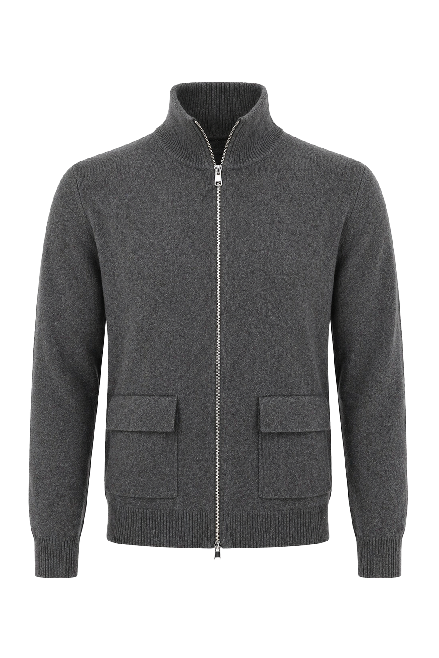 Son High Neck Cashmere Cardigan Dark Grey