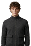 Son High Neck Cashmere Cardigan Dark Grey
