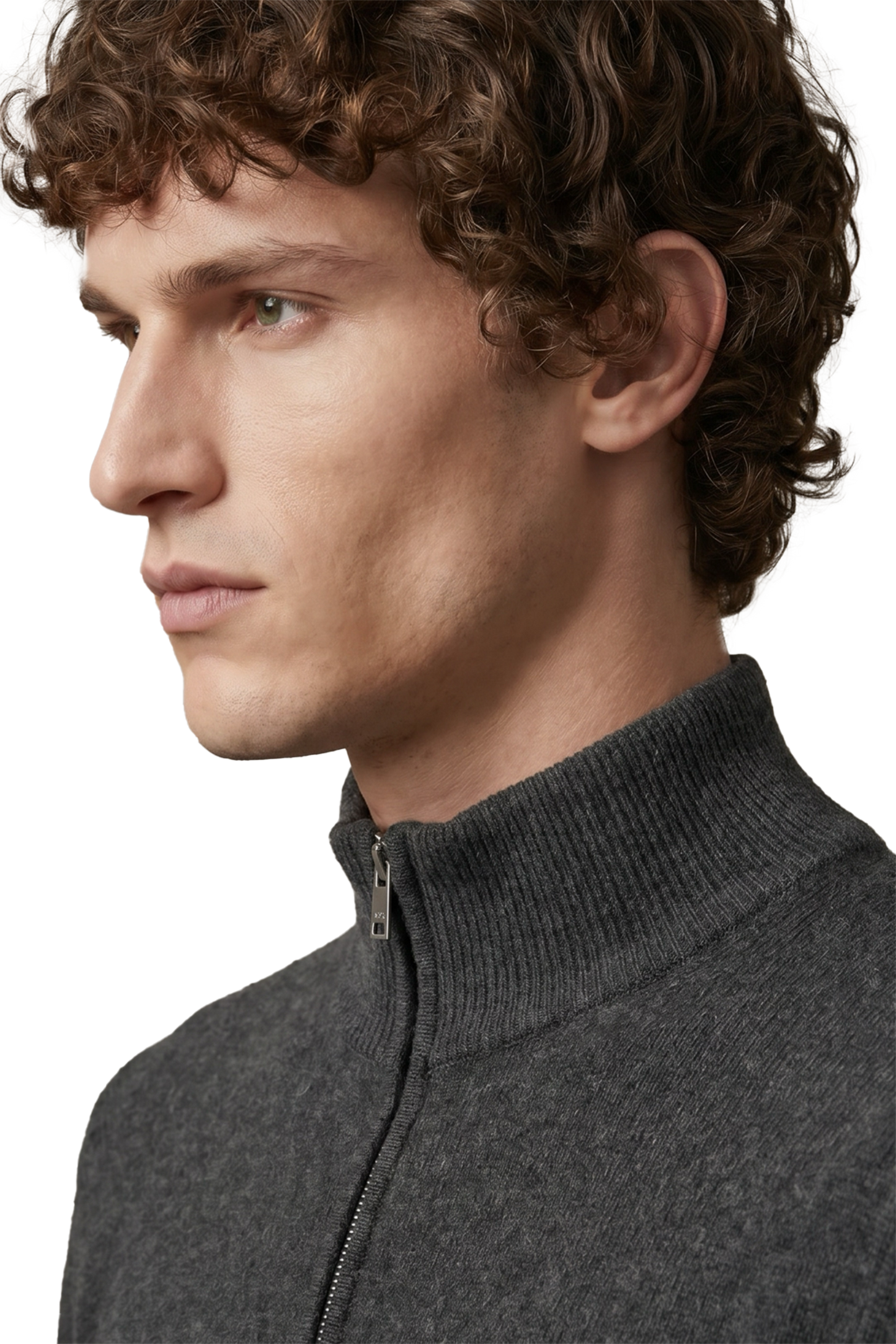 Son High Neck Cashmere Cardigan Dark Grey