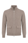 Son High Neck Cashmere Cardigan Taupe