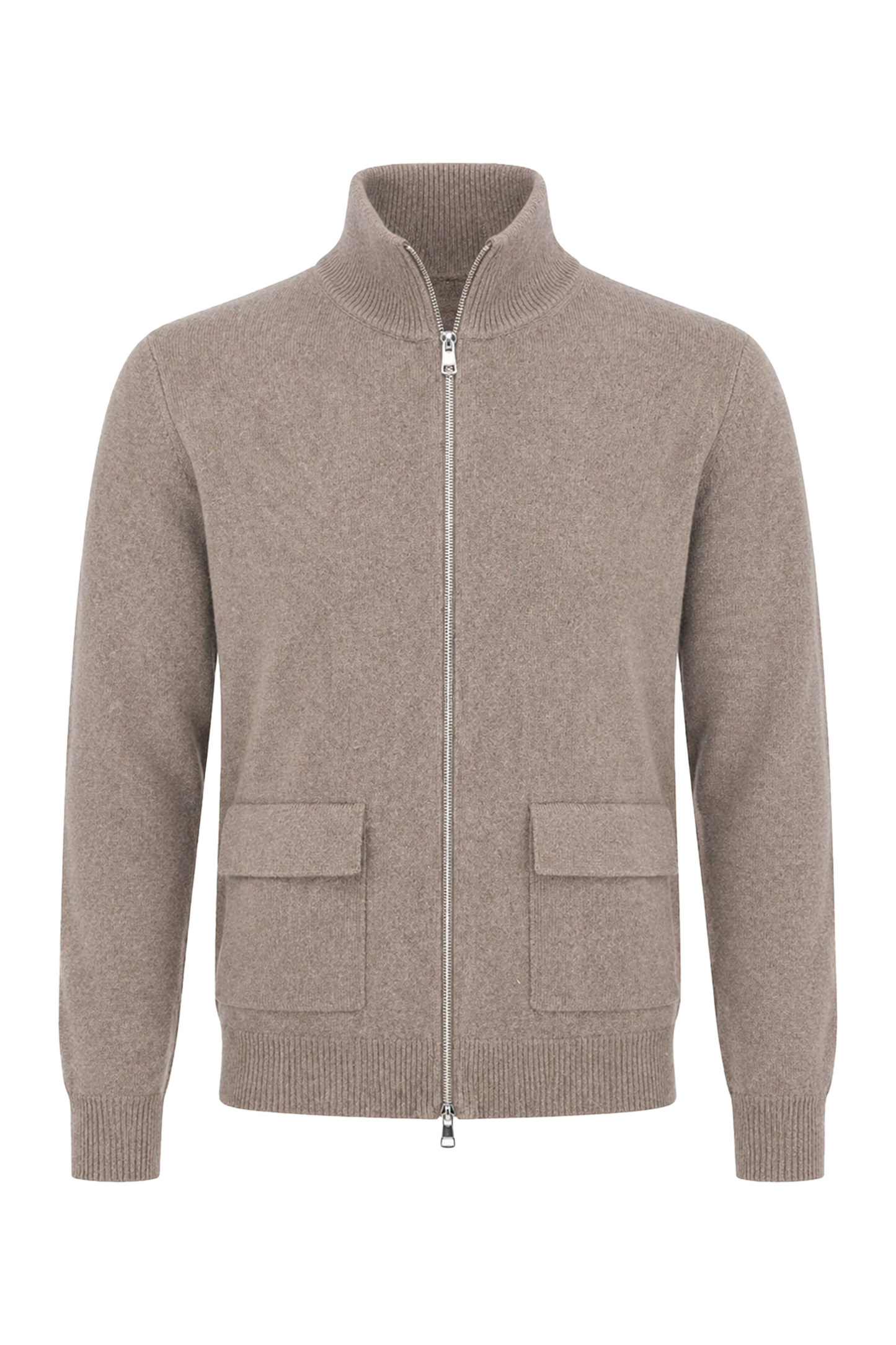 Son High Neck Cashmere Cardigan Taupe