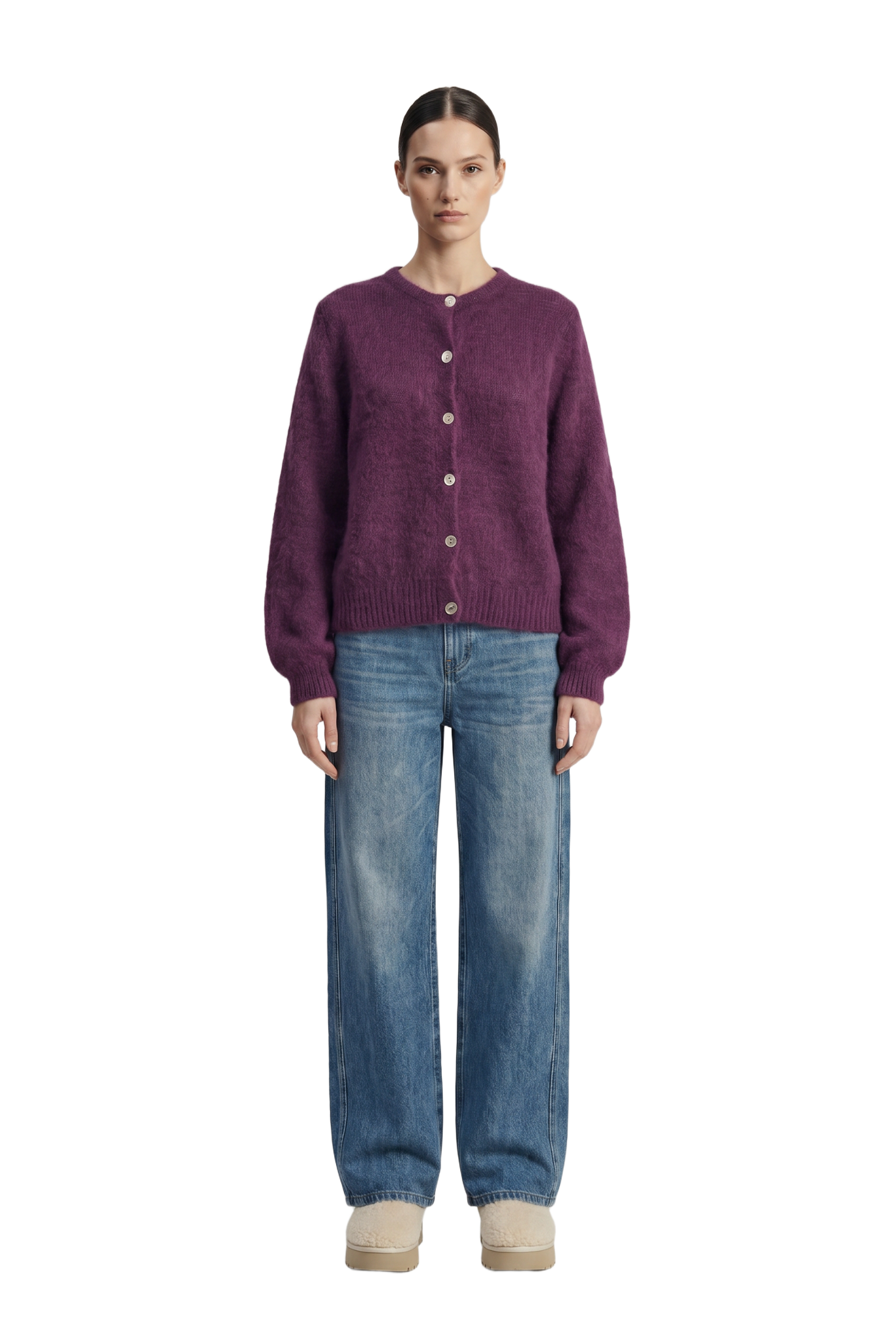 Susan Alpaca Cardigan Aubergine