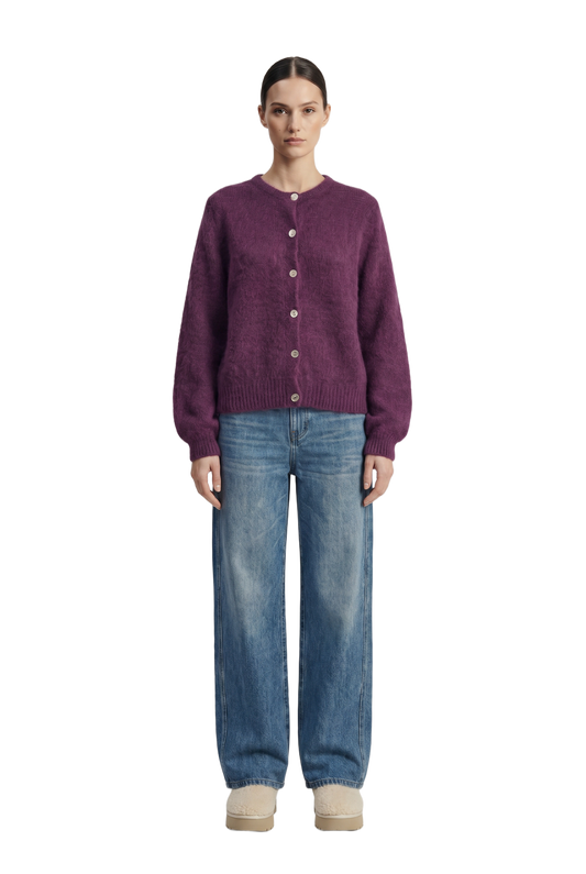 Susan Alpaca Cardigan Aubergine