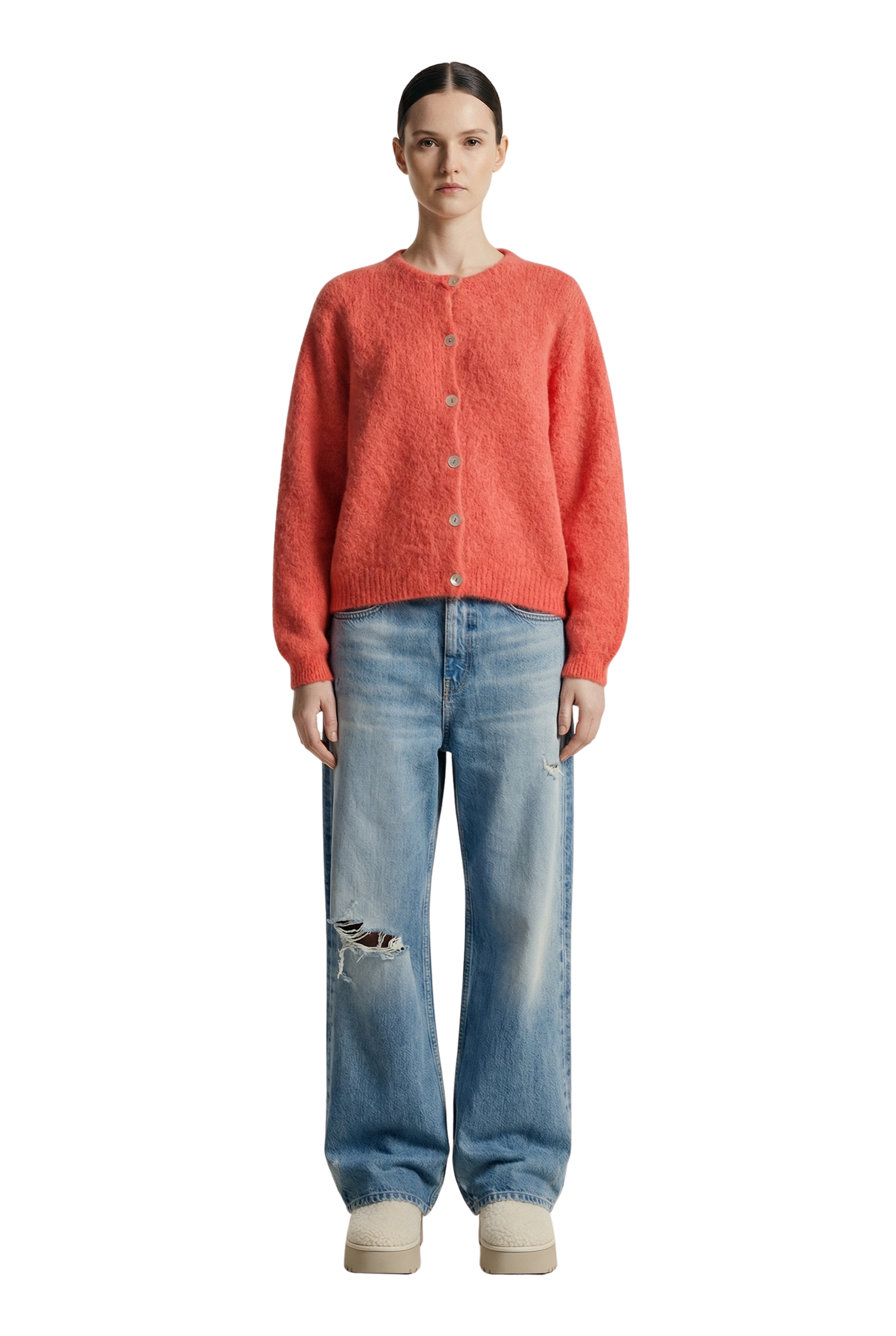 Susan Alpaca Cardigan Coral Red