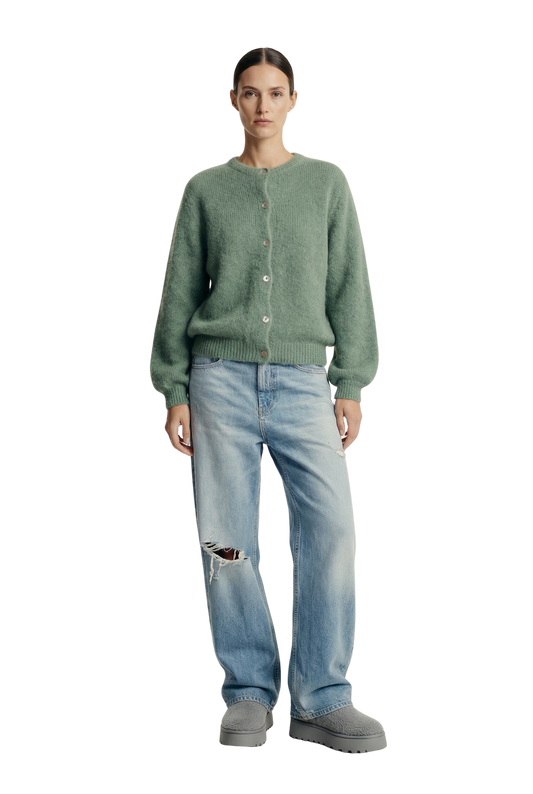 Susan Alpaca Cardigan Dusty Green