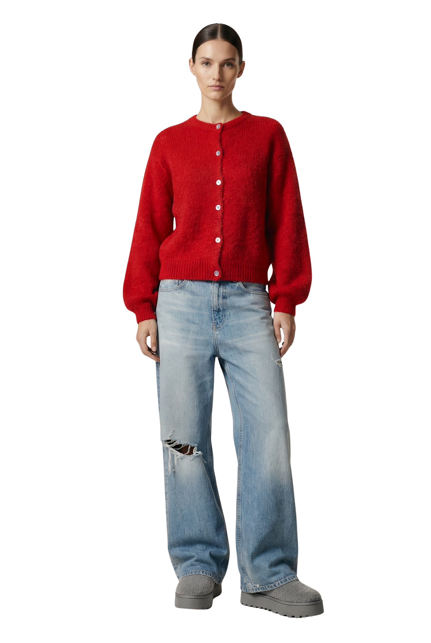 Susan Alpaca Cardigan Lipstick Red