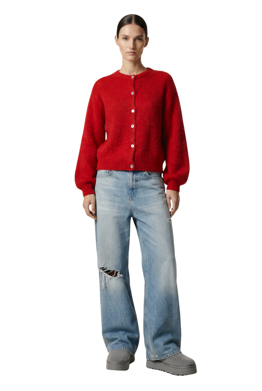 Susan Alpaca Cardigan Lipstick Red