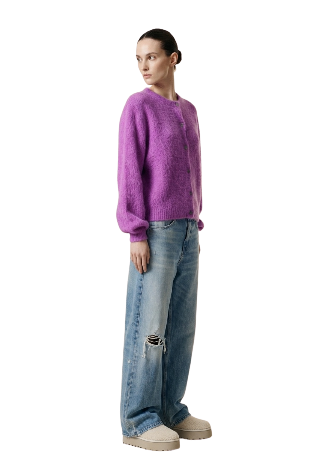 Susan Alpaca Cardigan Pearly Purple