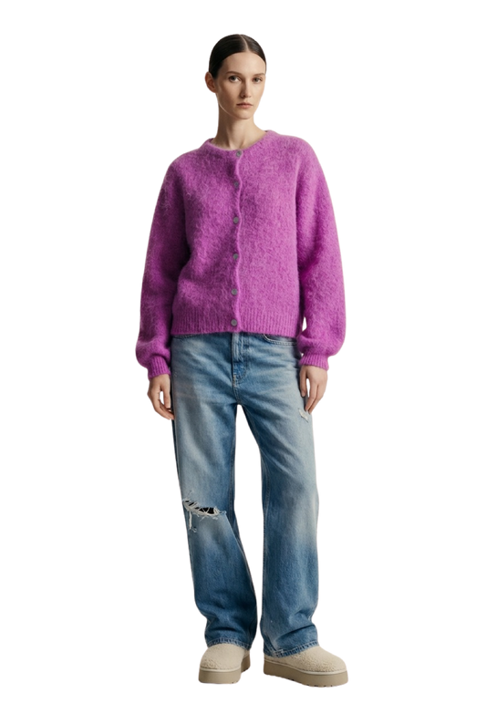 Susan Alpaca Cardigan Pearly Purple