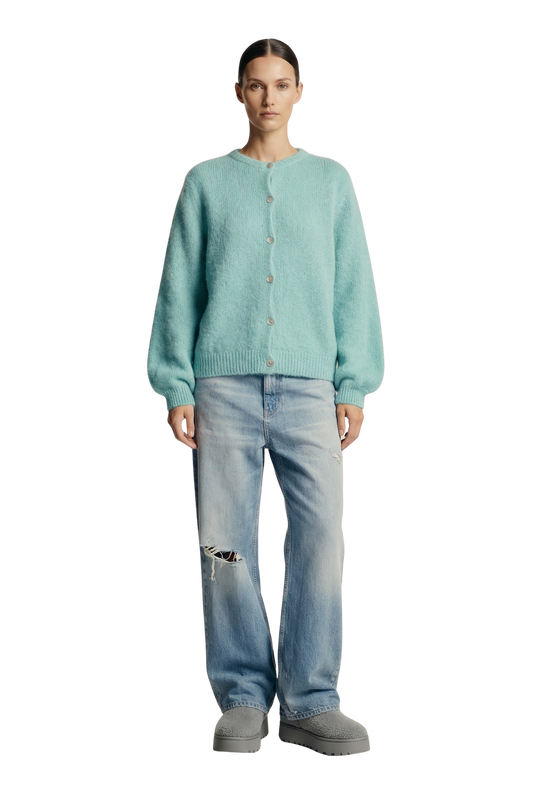 Susan Alpaca Cardigan Seafoam Green