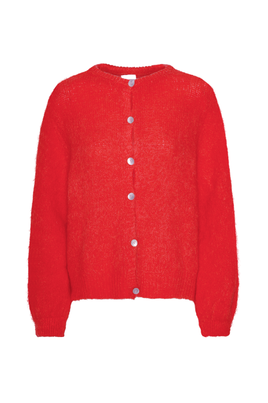 Susan Alpaca Cardigan Lipstick Red