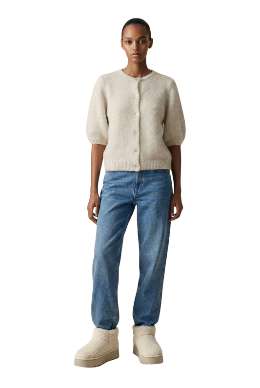 Susan Short Sleeve Cardigan Beige