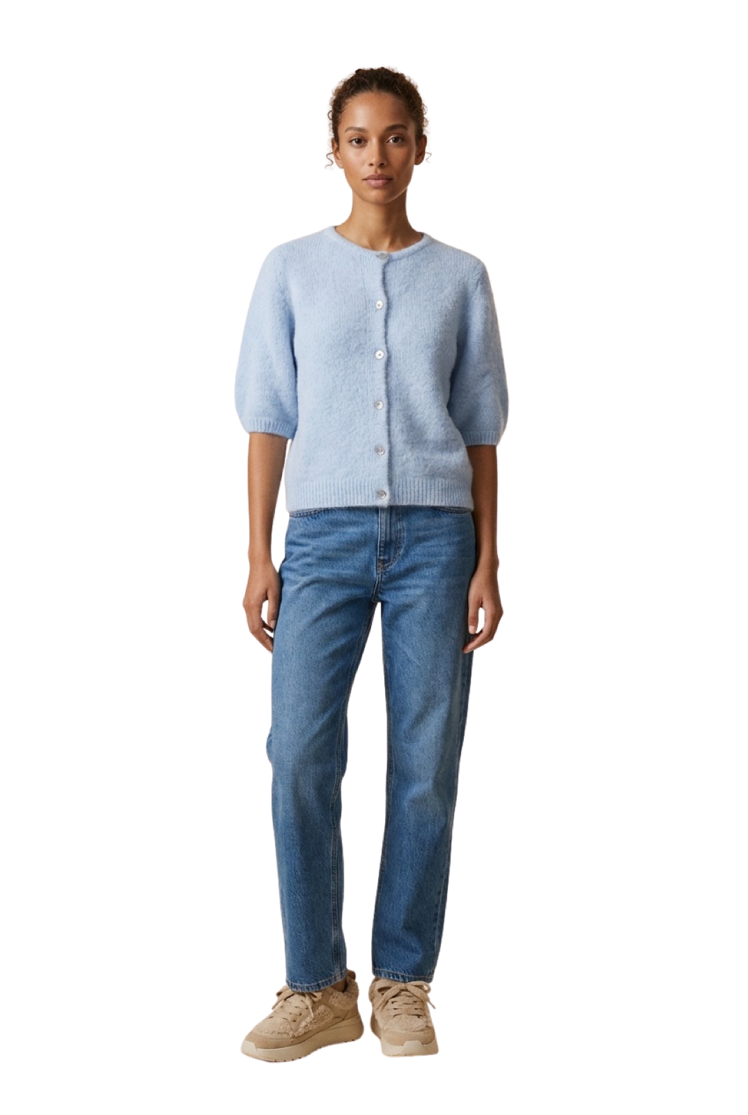 Susan Short Sleeve Cardigan Light Blue