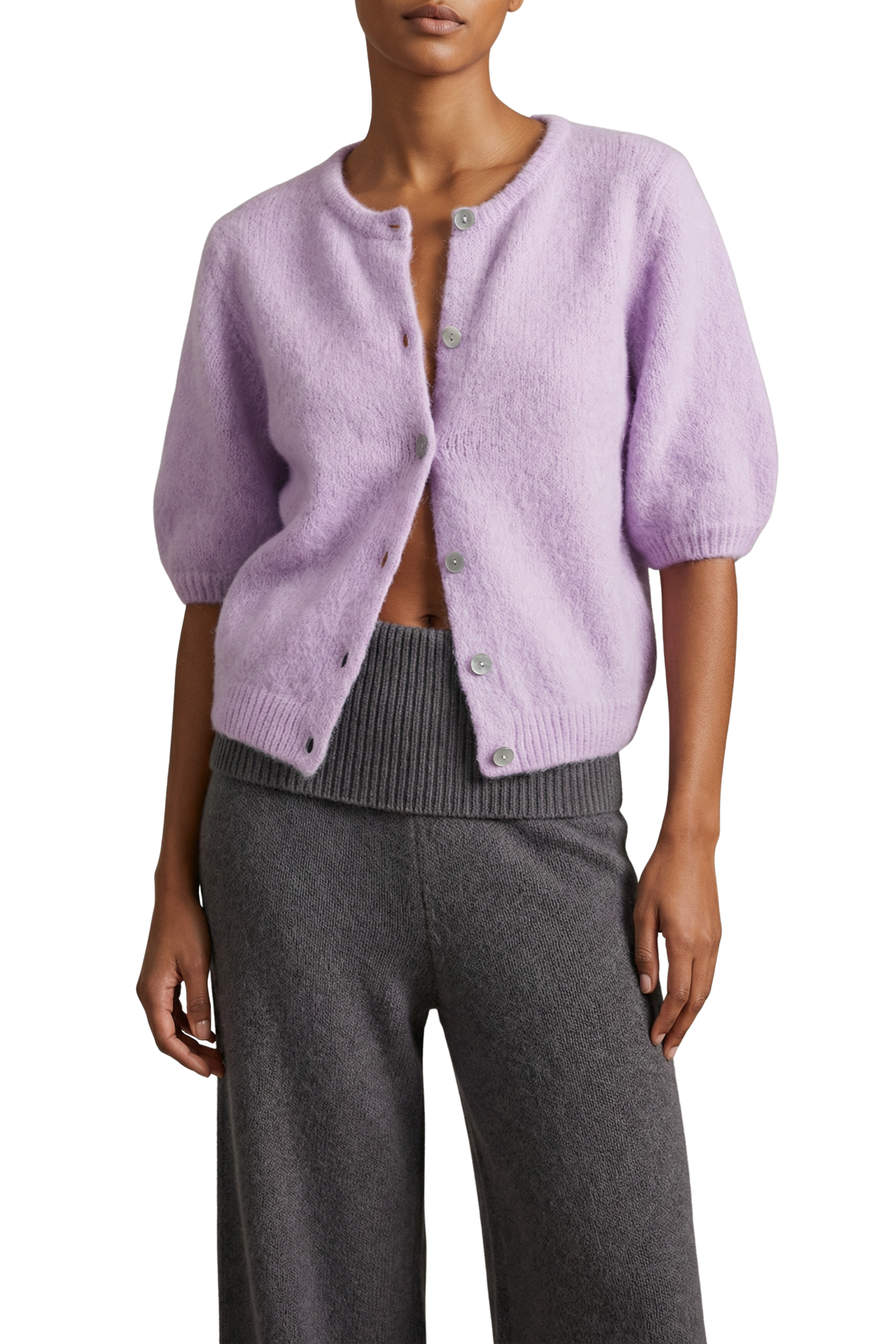 Susan Short Sleeve Cardigan Light Lilac