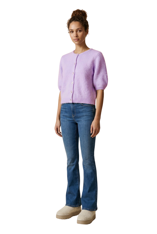 Susan Short Sleeve Cardigan Light Lilac