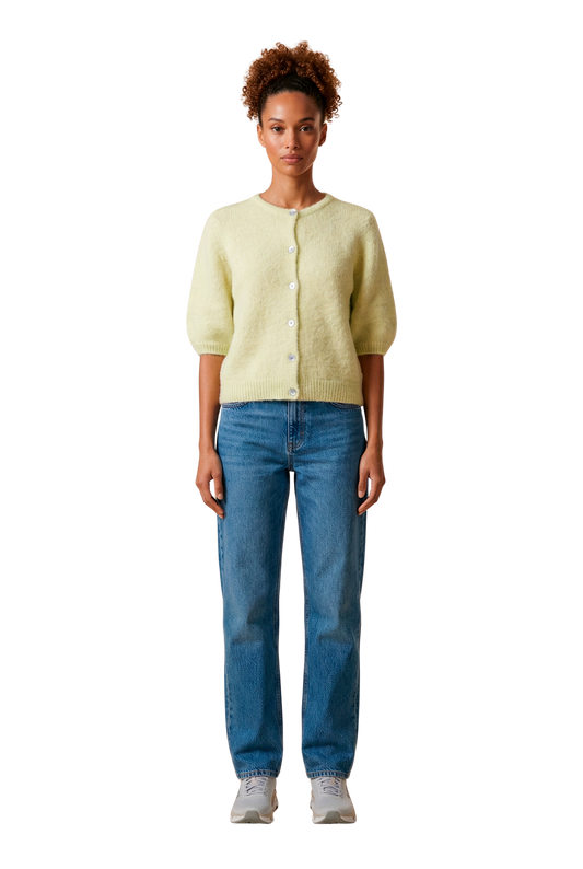 Susan Short Sleeve Cardigan Light Yellow