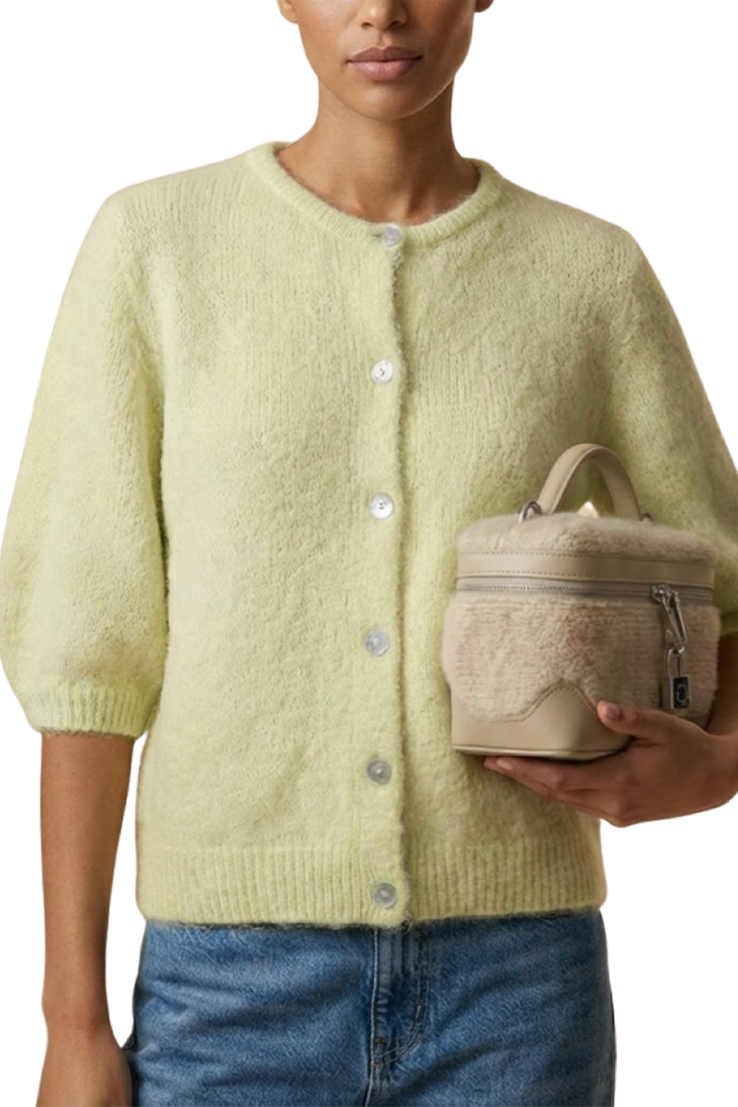 Susan Short Sleeve Cardigan Light Yellow