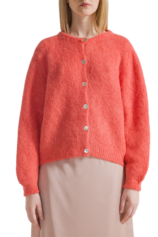 Susan Alpaca Cardigan Coral Red