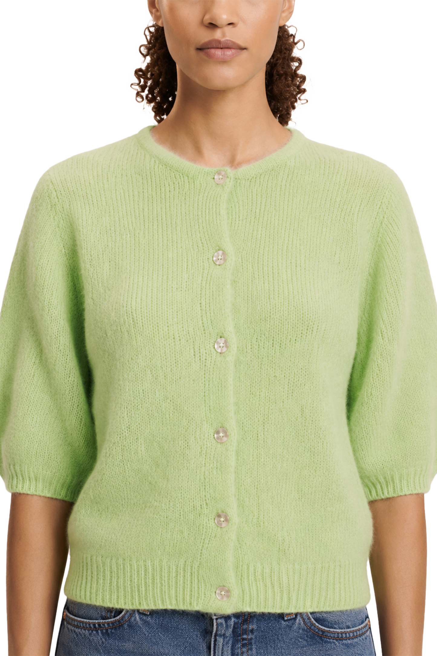 Susan Short Sleeve Cardigan Tea Green