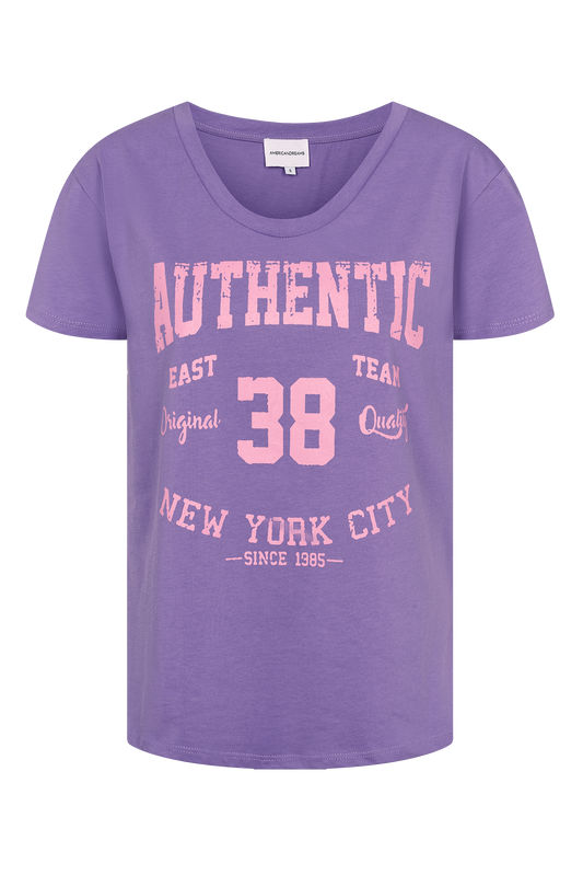 T-shirt Lilac 38 East Authentic Cotton Tee W/Pink Letters