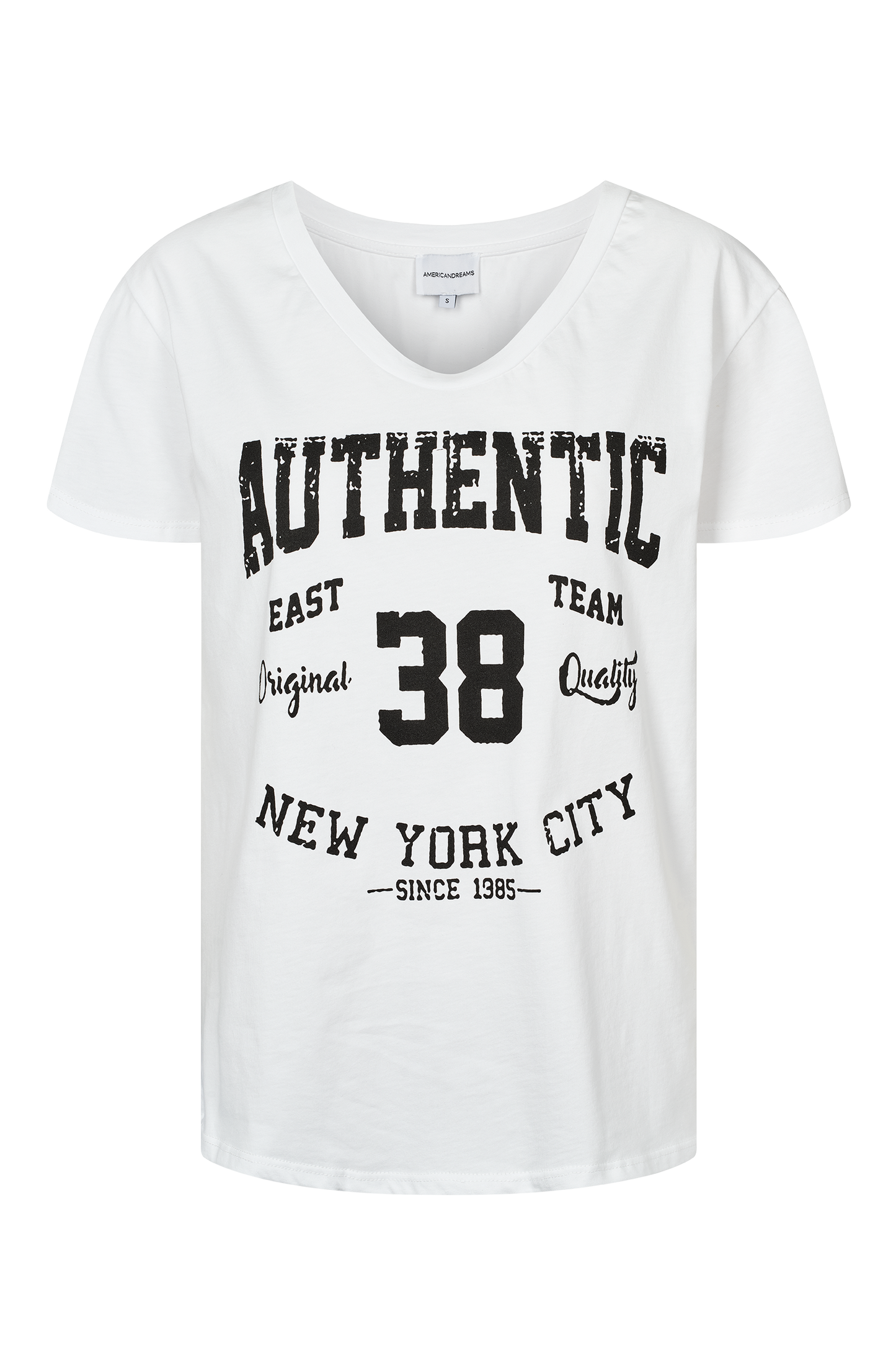 T-shirt White 38 East Authentic Cotton Tee W/Black Letters