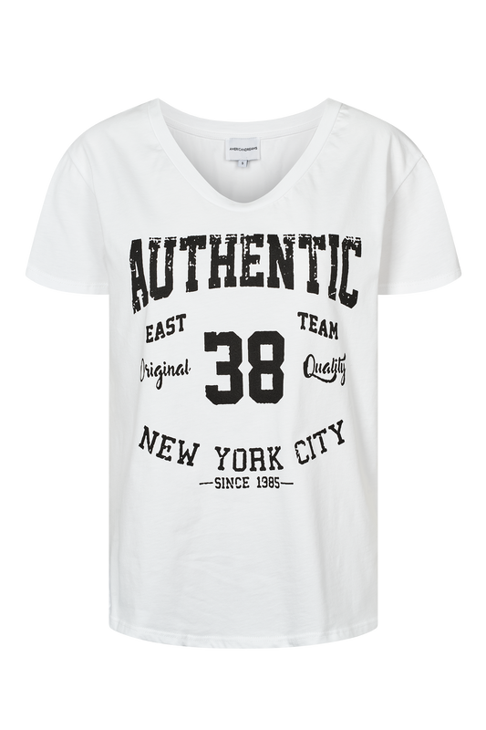 T-shirt White 38 East Authentic Cotton Tee W/Black Letters