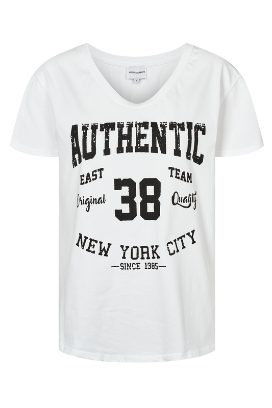 T-shirt White 38 East Authentic Cotton Tee W/Black Letters